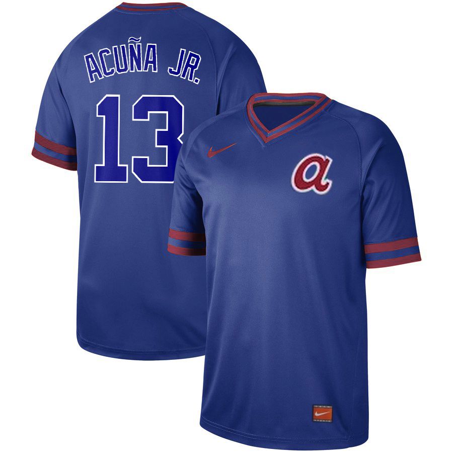 2019 Men MLB Atlanta Braves #13 Acuna Jr blue Nike Cooperstown Collection Jerseys
